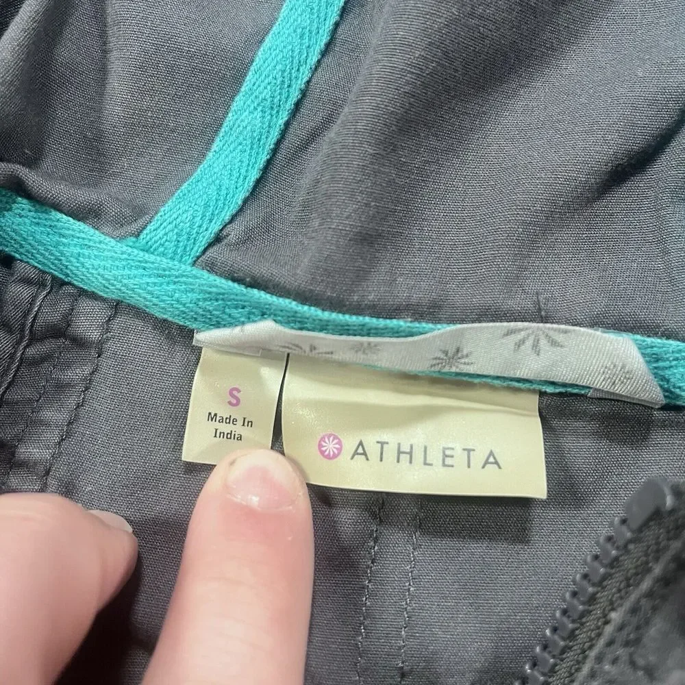 Athleta‎ Womens Jacket Small Gray Asphalt Anytime Anorak 2013 Roll Sleeve Boho
